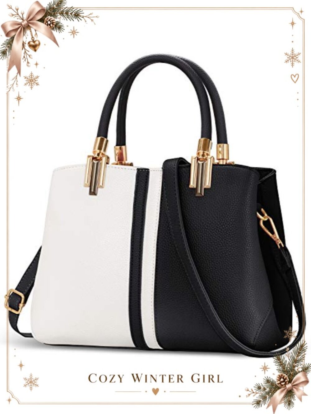 Synthetic Leather Satchel Top Handle Adjustable Strap Zipper Shoulder Bag